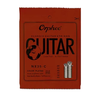Orphée 6pcs/set NX35-C Conjunto Completo de Nylon Preto Clássico, Cordas de Guitarra Rígido Tensão 0.028 - 0.045 polegadas