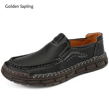 Ouro Rebento Retro Couro, masculina Casual Sapatos Clássicos de Plataforma Apartamentos de Lazer ao ar livre Sapato para Homens Sapatos Mocassins de Negócios