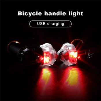 Par De Montanha/Bicicleta de Estrada Guiador Plug Luzes Para o Exterior de Ciclismo de Carregamento USB Guiador Lâmpada Novo LED de Aviso de Moto Luz