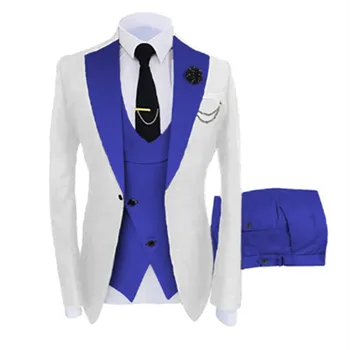 Personalizado Homens de Terno Lapela Entalhe Noivo Smoking Jacket Blazers Halloween Traje Elegante de Luxo Para o Homem de Terno Para Casamento 5117