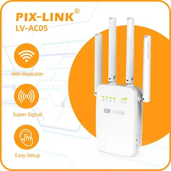PIX-LINK AC05 1200Mbps sem Fio Wifi Extensor wi-Fi Repetidor/Roteador de Banda Dupla 2.4&5.8 Ghz 4 Wi-Fi Antena de Longo Alcance de Sinal Amplif