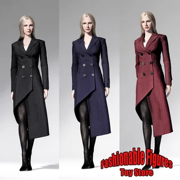 POP TRAJE X38 1/6 Mulheres Soldado Blusão de Moda Irregular de Lapela Manga Longa Trincheira Slim, Jaqueta casaco 12