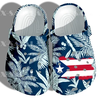 Porto Rico Bandeira Árvore Tropical de Impressão 3D Homens Mulheres UNISEX Clássico Tamancos de Chinelo Sapatos EVA Ligtweight Sandálias de Praia no Verão ao ar livre