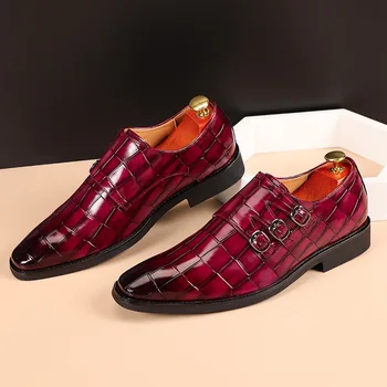 Preto Sapatos de Couro envernizado Escorregar no Formal de Homens Sapatos Plus Size Ponto Toe Sapatos de Casamento para os homens Elegantes, Business Casual Sapatos