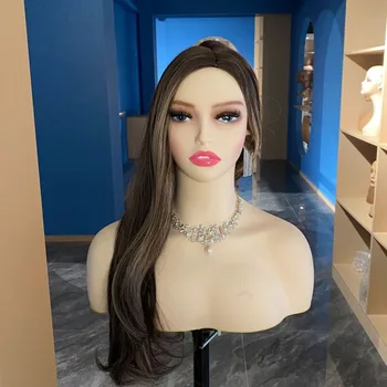 Realista Feminino Cabeça de Manequim com o Ombro Apresentar Manequim Cabeça para Perucas de Jóias Beleza Acessórios Exibindo