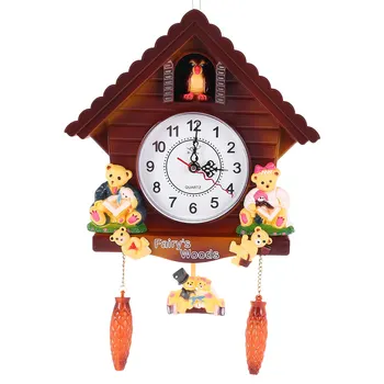 Retro Vintage De Madeira Relógios De Cuco De Artesanato, Escultura Sala De Estar, Relógio De Parede Swing Timer Despertadores Interiores Decoração De Ferramentas