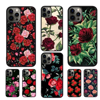 Rosas vermelhas Floral Casos de Telefone Móvel Capa Para iPhone 15 14 12 13 11 mini Pro MAX XR XS apple 6 7 8 Plus SE2020 Coque