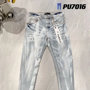 Roxo Marca de calças de brim Americano high street angustiado 7017 2024 Nova Tendência de Moda de Alta qualidade Jeans