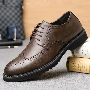 Sapatos de couro masculina Outono de Novos Negócios Desgaste Formal de Inverno Homens Sapatos de Couro dos Homens Respirável Fundo Macio Superfície Macia Britânico