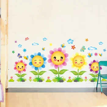 [shijuekongjian] Girassóis Adesivos de Parede de Vinil DIY Fábrica de Adesivos de Parede para Sala de estar, Quarto de Crianças do Berçário a Decoração Home