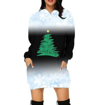 Snap Capuz Mulheres Mulheres de Inverno da Árvore de Natal da Estrela Com floco de Neve Letra Impressa com Capuz Magro Mulheres Zip Hoodie Cardigan