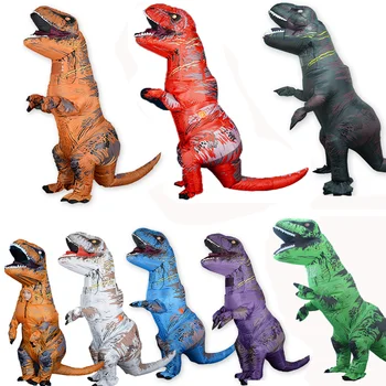T Rex Velociraptor Inflável Traje Cosplay De Tirano Saurio Rex Dino De Halloween Para As Mulheres, Homens Garoto Cosplay Engraçado Terno