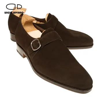 Tio Saviano Monge tira os Sapatos para os Homens de Negócios de Moda Festa de Casamento Artesanais de Couro Camurça Formal Mans Designer de Sapatos Original