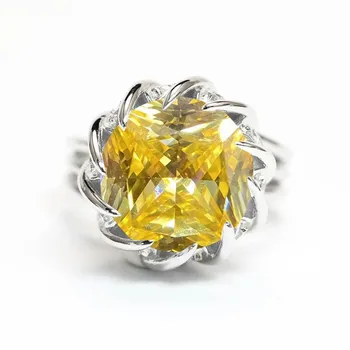 Total de diamante lotus anel 7.5 quilate sorte diamante amarelo de tecnologia diamante cor tesouro abrir anel feminino