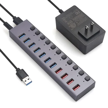 USB3.0 Divisor de 11Port de Carga Multi-Interface de HUB, com Interruptor e a Fonte de Energia-NOS