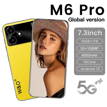 Versão Global M6 Pro smartphone 5G Novo 7.3 polegadas HD original do telefone telefones 16GB+1TB Celular android13 telemóveis