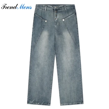 Verão Y2k Jeans para Homens Casual Calças Retas-perna Pantalones Homme Streetwear Roupa masculina Calça Vitalidade da Juventude