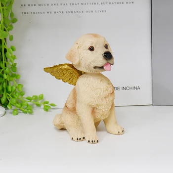 Anjo cão bobble head ornamento, decoração de viaturas enfeite cão jóias simulação de alta criativo artesanato de resina, amante do cão dom f